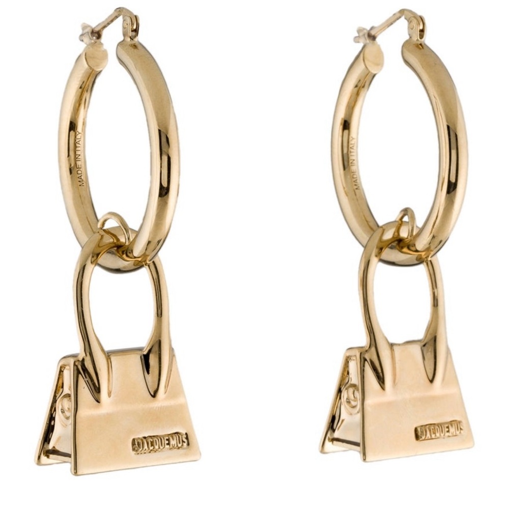 Jacquemus Gold Hoop Earrings with Bag Charm